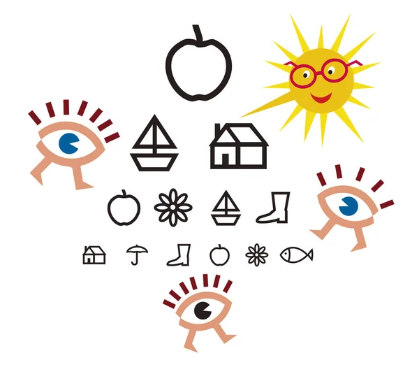 Optometry Test Children Illustration Optometry Funny Test Symbols Children Vector — Stock Vector