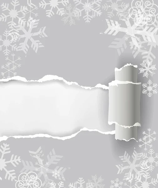 Ilustrace Šedé Roztrhané Papírové Vánoční Pozadí Místo Pro Váš Text — Stockový vektor