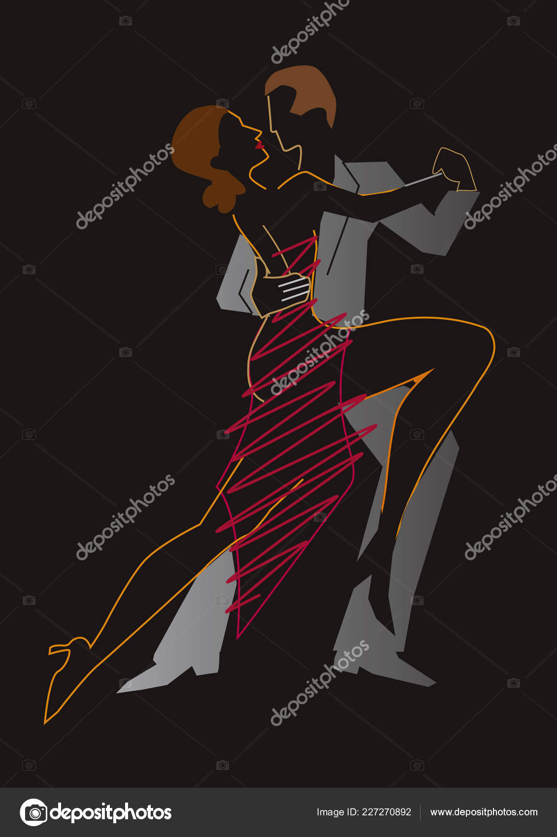 Dançarinos de tango silhuetas coloridas cobertor moda