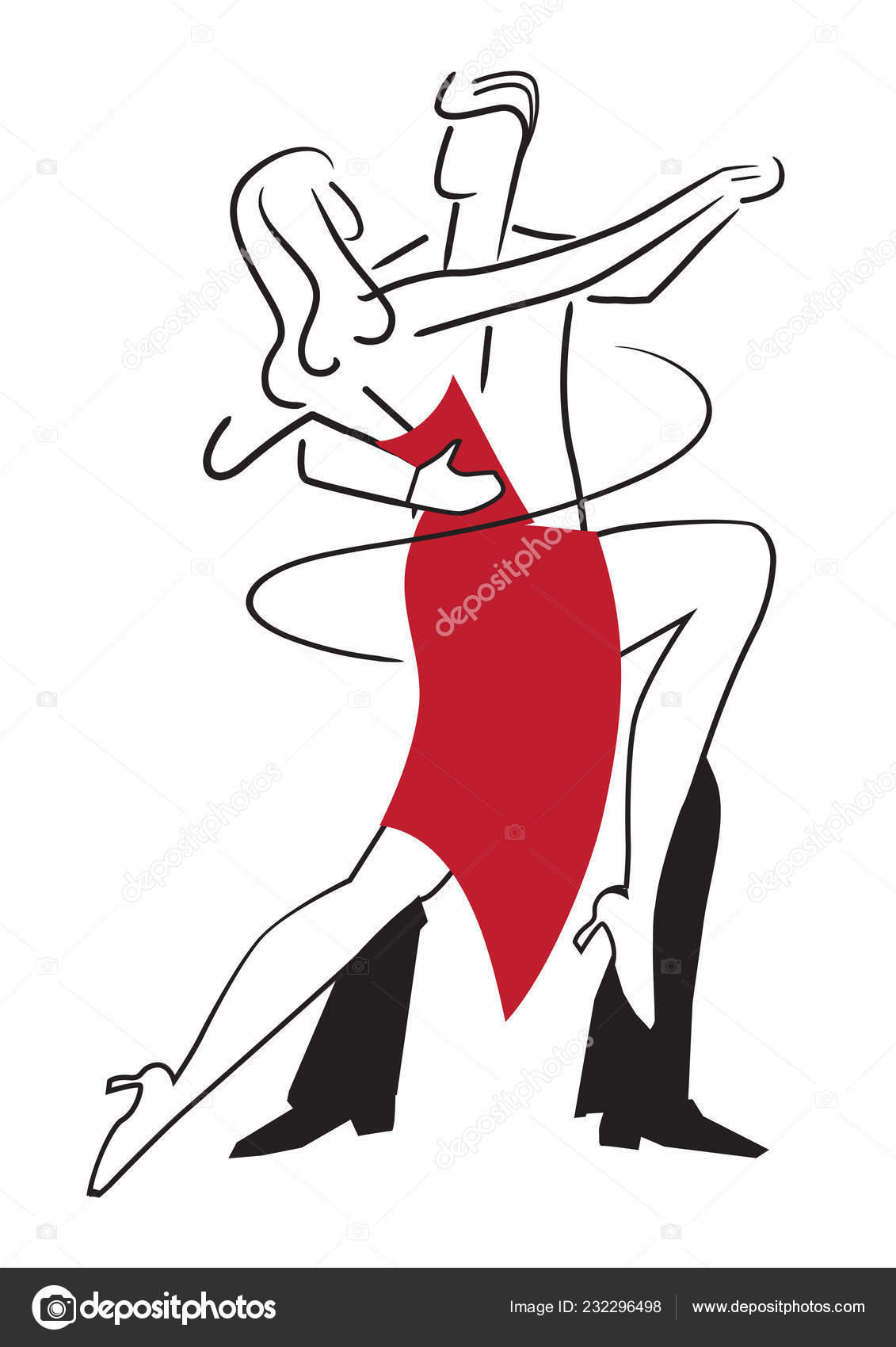 Ballroom Dancers Tango Stylized Illustration Young Couples