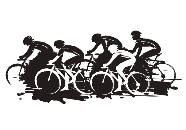 Bisiklet Yarışı Ifade Stylized Son Sürat Bisikletçiler Illustration Çizimi Taklit — Stok Vektör