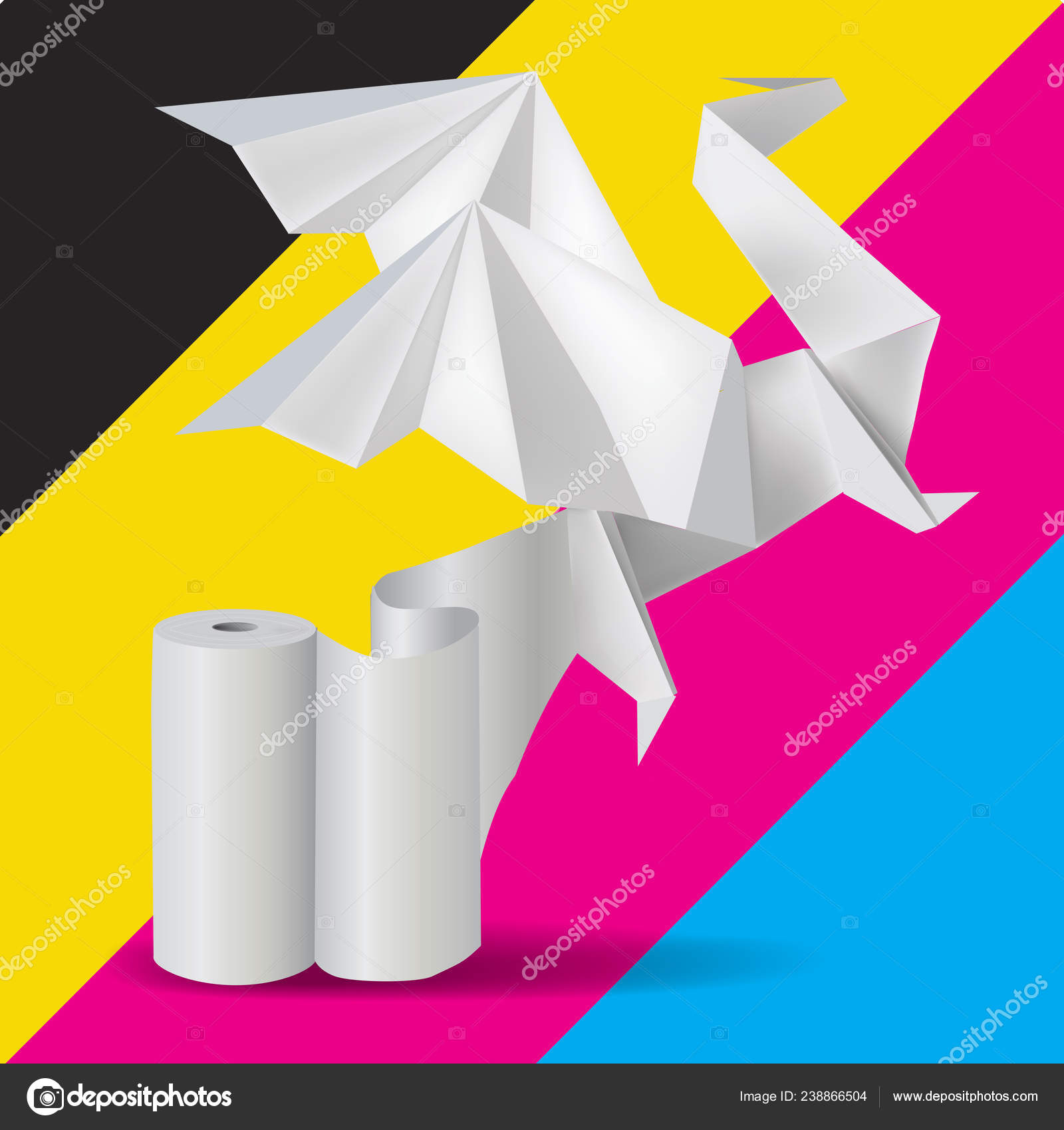 Origami Dragon Rool Paper Print Color Background