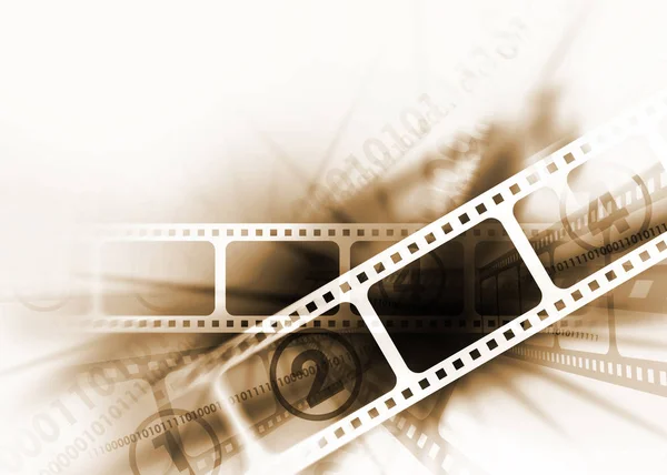 Cinema photography vintage dynamic background.Illustration of brown dynamic motive with a cinema strip