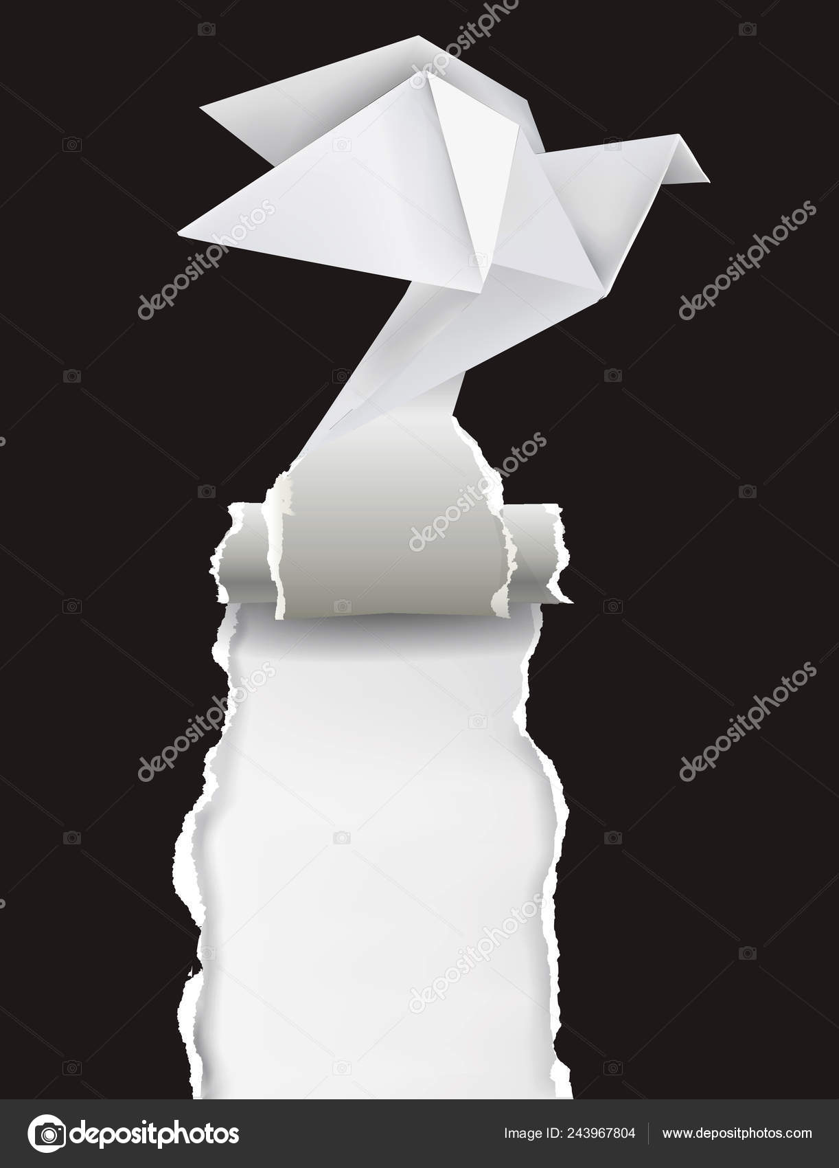 Origami Vogel Papier Zerreißen Illustration Des Papier Taube