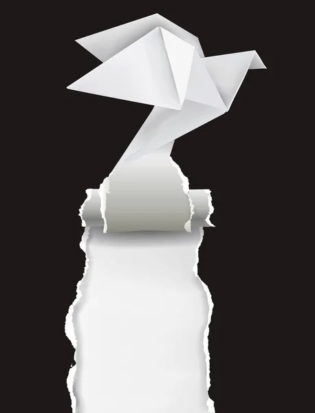 Origami Vogel Zerreißt Paper Illustration Der Papiertaube Zerrissenes Schwarzes Papier — Stockvektor