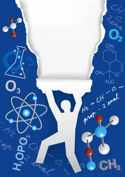 Discovering Chemistry Ripped Paper Background Illustration Male Silhouette Ripping Paper — Stock Vector