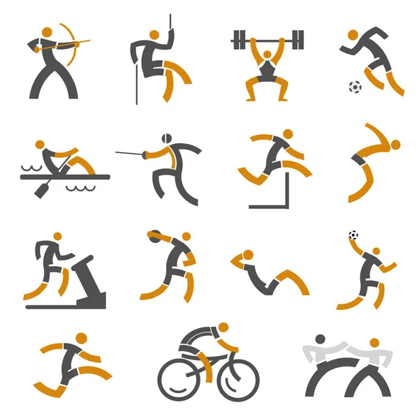 Sport Fitness Symbol Set Von Bunten Sport Ikonen Isoliert Auf — Stockvektor
