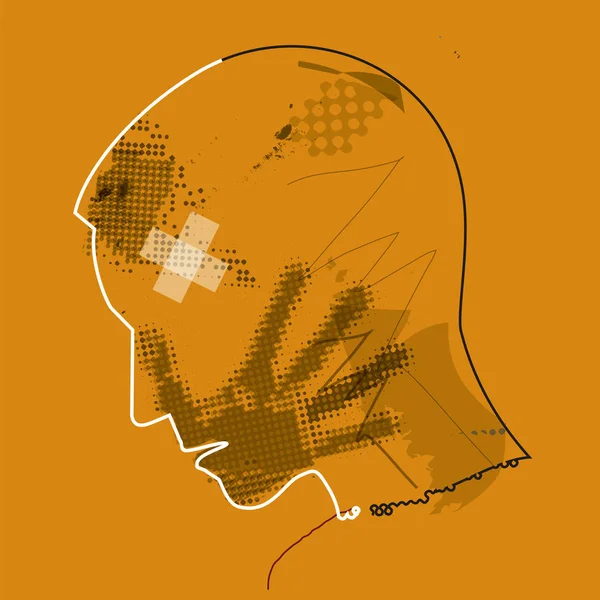 Jeune Homme Victime Violence Jeune Homme Grunge Profil Stylisé Silhouette — Image vectorielle