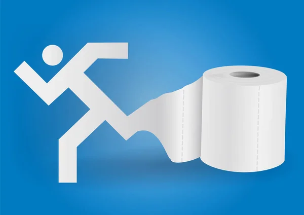 Kertas Toilet Dengan Ikon Berjalan Manusia Ilustrasi Berjalan Siluet Kertas - Stok Vektor
