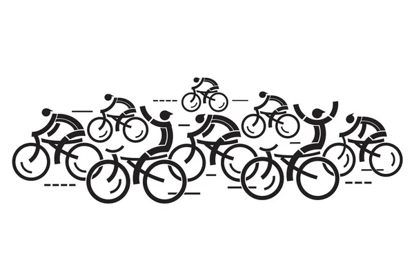 Väg Cykling Konkurrenter Stiliserad Illustration Tävlingscyklister Den Vita Bakgrunden Vektor — Stock vektor