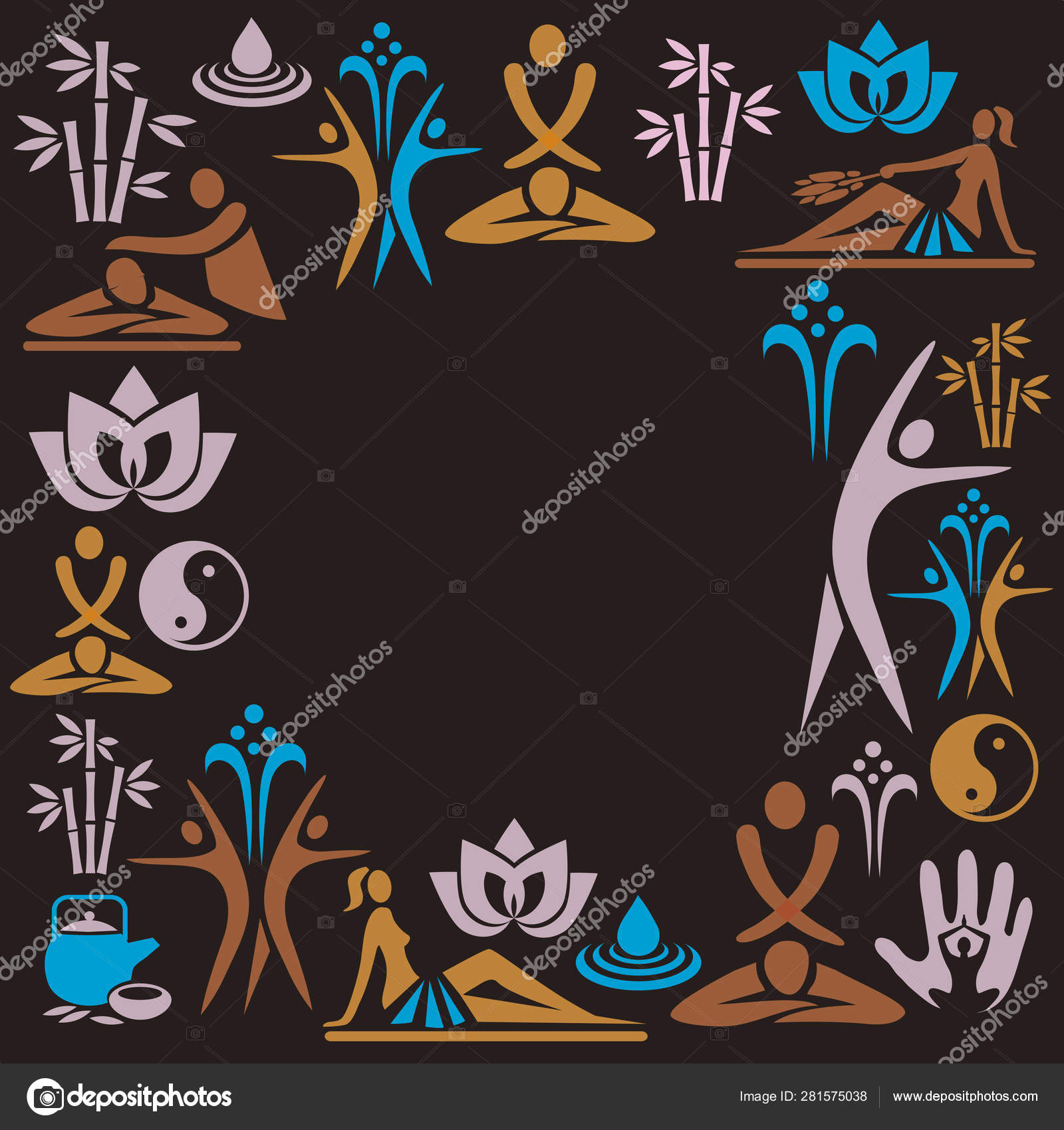 Spa Massage Yoga Decorative Frame Colrful Spa Icons Black Background Stock Vector Image By C Chachar Spa Massage Yoga Decorative Frame Colrful Spa Icons Black Background Stock Vector Image By C Chachar