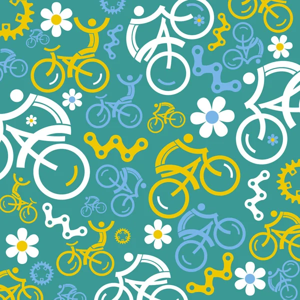 自行车装饰搞笑背景 五颜六色的插图与五颜六色的自行车符号 可用的矢量 — 图库矢量图片