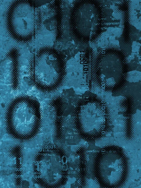 Codice Binario Grunge Background Illustrazione Codici Binari Espressivo Sfondo Blu — Foto Stock