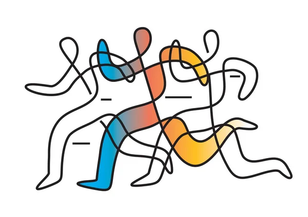 Marathon Course Cours Exécution Abstrait Art Linéaire Stylisé Illustration Stylisée — Image vectorielle