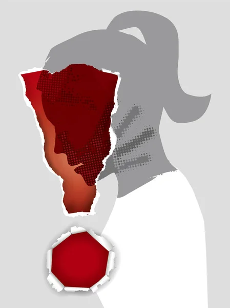 Ενδοοικογενειακή Βία Κατά Των Γυναικών Νεαρή Γυναίκα Στυλιζαρισμένη Σιλουέτα Προφίλ — Διανυσματικό Αρχείο