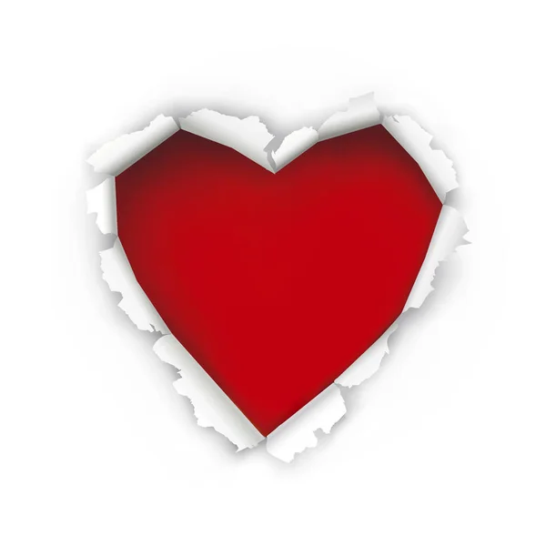 Corazón Roto Fondo Del Día San Valentín Ilustración Agujero Papel — Archivo Imágenes Vectoriales