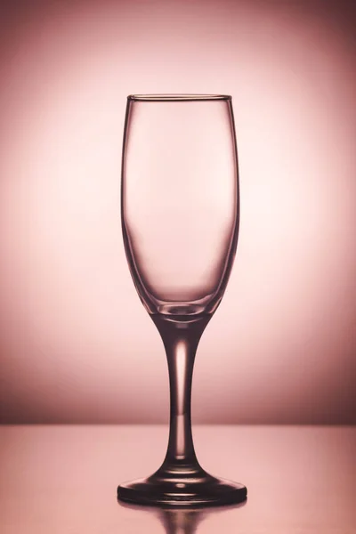 Empty Champagne Wine Glass Pink Background — Stock Photo, Image