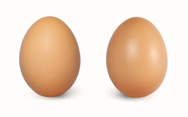 Two Brown Chicken Egg Vertical Isolated White Background — Stock Photo, Image