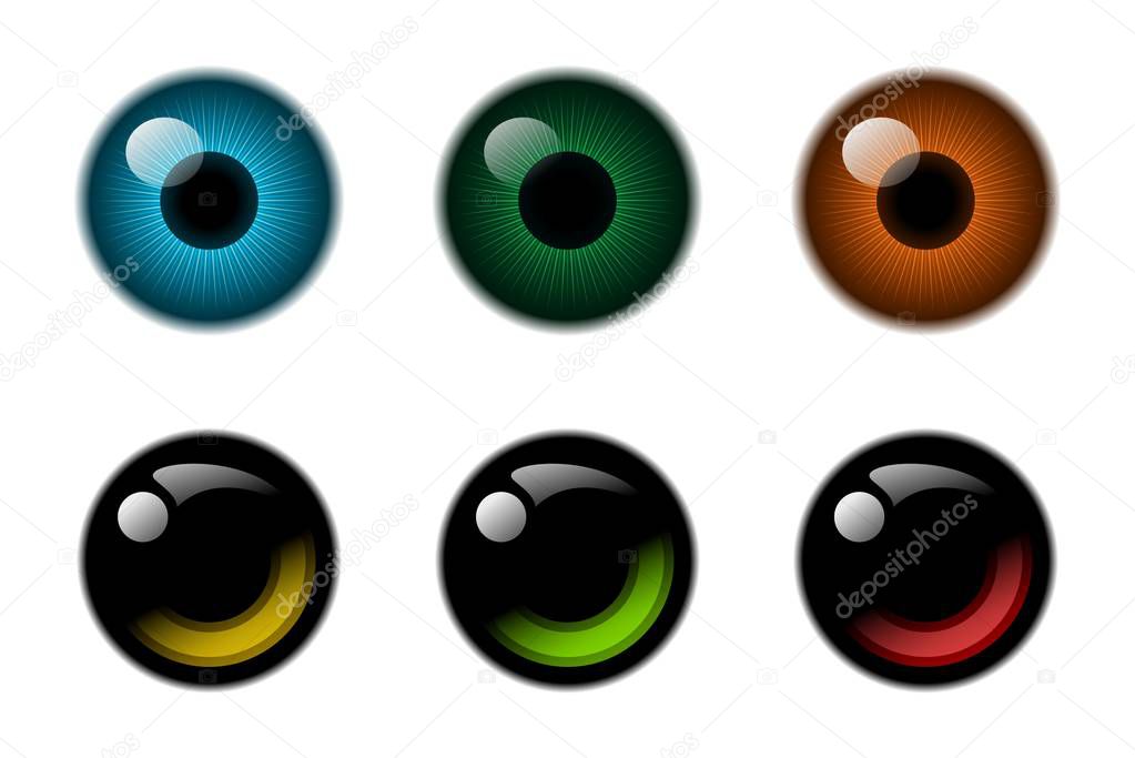 Abstract eyes reflection icon collection.
