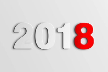 Beyaz bir arka plan, 3d resimde beyaz 2018 sembolü