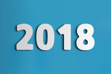 Beyaz 2018 sembolü, yeşil bir arka plan üzerinde tarihi 2018