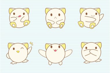 Şirin bebek hayvanlar, Sticker koleksiyonu, ayarla büyük bebek tasarım, duş ve çocuklar için vektör çizim