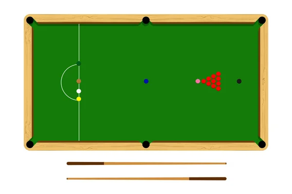 Mesa Snooker Desenhos Animados Planos Conjunto Bolas Bilhar Mesa Madeira — Vetor de Stock