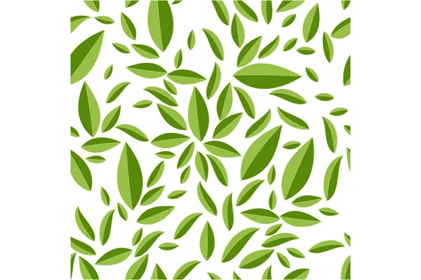 Бесшовный Геометрический Узор Зеленые Листья Белом Фоне Полосы Абстрактный Шаблон — стоковый вектор