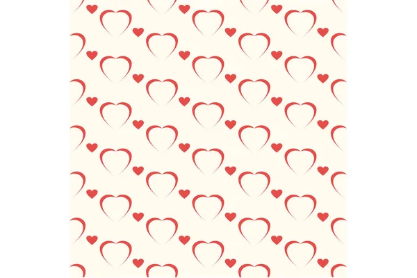 Seamless Geometric Pattern Red Heart White Background Stripes Abstract Template — Stock Vector