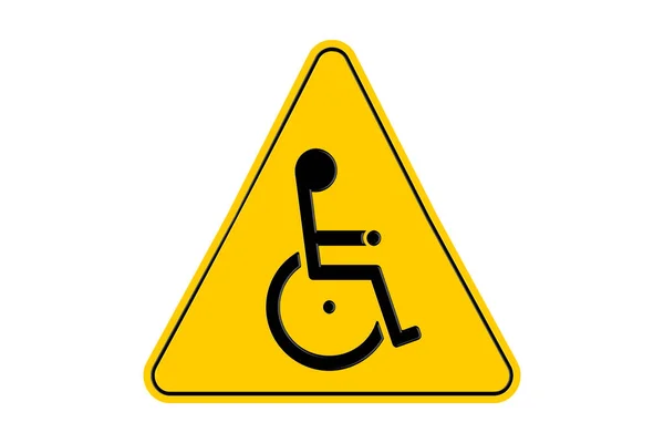 Panneaux Avertissement Triangle Jaune Avec Symbole Fauteuil Roulant Handicapé — Image vectorielle