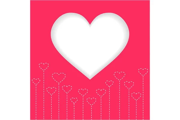 White Heart Valentine Day Red Background Vector Illustration — Stock Vector
