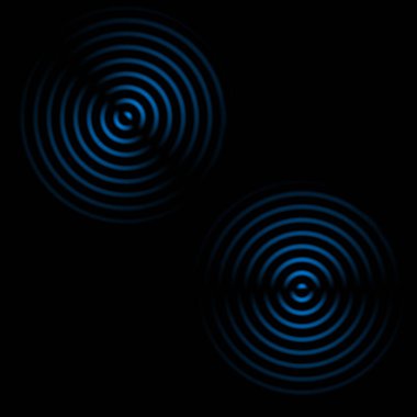 Soyut ses ışık efekti mavi renk siyah arka plan üzerine