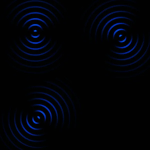 Ondes Sonores Abstraites Cercle Bleu Sur Fond Noir — Photo