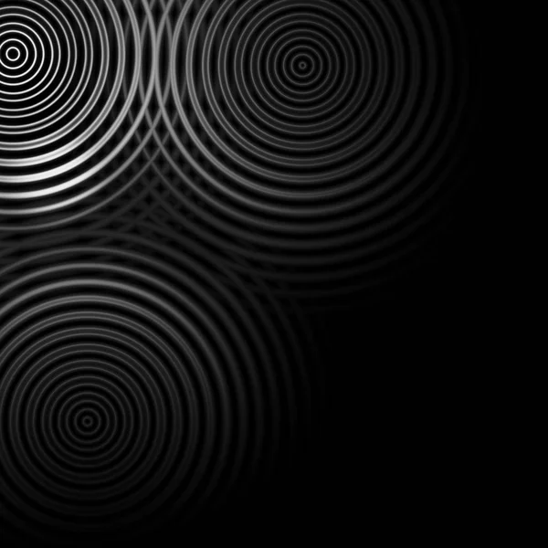 Abstract White Rings Sound Waves Oscillating Black Background — Stock Photo, Image