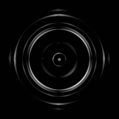 Soyut siyah arka plan üzerine beyaz dairesel objektif