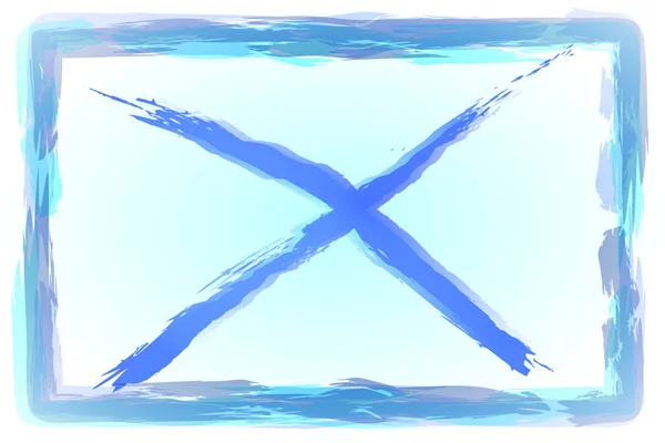 蓝色水彩十字架标记标志 抽象背景 — 图库照片