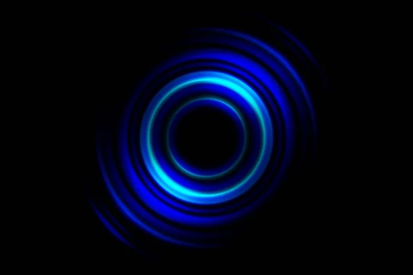Vortex Bleu Abstrait Rotation Circulaire Sur Fond Noir — Photo