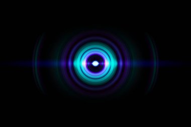 Ses dalgaları mavi ışık, teknolojik altyapı salınımı ile Soyut Yeşil halka