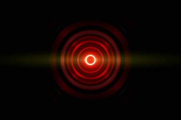 Círculo Vermelho Escuro Abstrato Com Ondas Sonoras Oscilantes Fundo Tecnologia — Fotografia de Stock