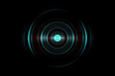 Yeşil daire etkisi ses dalgaları ile salınan, teknolojik altyapı soyut