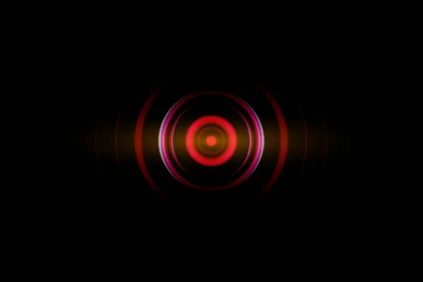 Ses Dalgaları Salınan Teknolojik Altyapı Ile Soyut Koyu Kırmızı Spiral — Stok fotoğraf