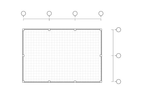 平面図 黒と白の大まかな図面 空白家計画のフラット ライン グリッド ベクトル図と簡単です — ストックベクタ