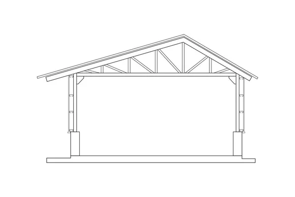 Desenho Esboço Abstrato Estrutura Quadro Espaço Ilustração Vetor Casa — Vetor de Stock