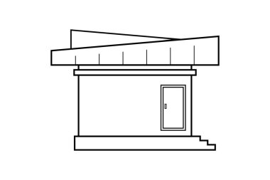 Beton merdiven vektör çizim ile soyut anahat çizim, modern depo