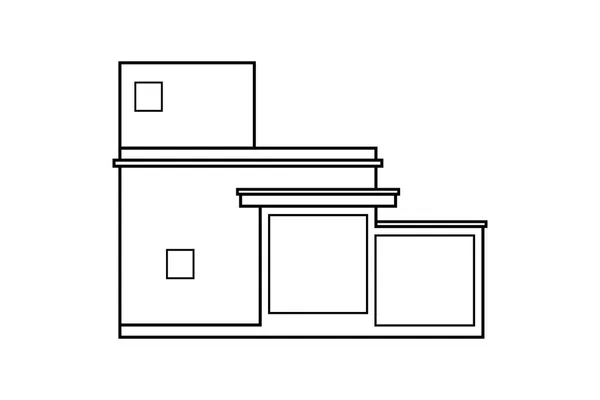 Desenho Esboço Abstrato Casa Moderna Construção Forma Quadrada Ilustração Vetorial — Vetor de Stock