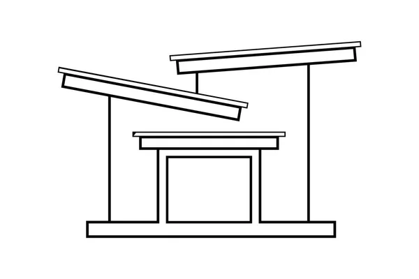 Abstrakte Umrisszeichnung Zwei Miteinander Verbundene Moderne Häuser Vektor Illustration — Stockvektor