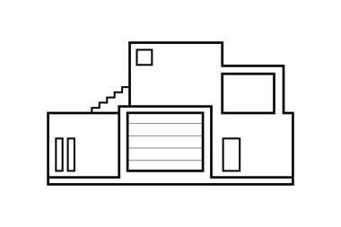 Soyut simgesi anahat, modern ofis binası vektör çizim
