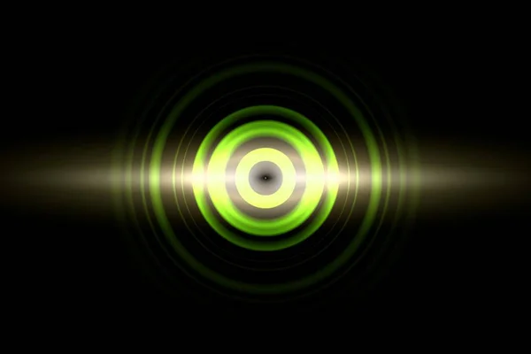Ondes Sonores Oscillant Lumière Verte Avec Rotation Circulaire Fond Abstrait — Photo