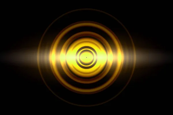 Sound Waves Oscillating Golden Light Circle Spin Abstract Background — Stock Photo, Image