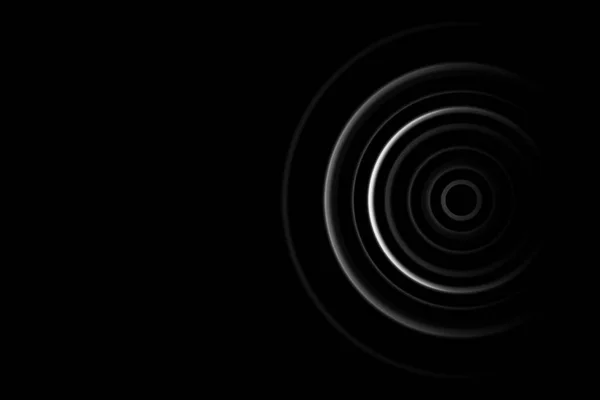 黒い背景にリングラインを持つ抽象的な白い円 — ストック写真